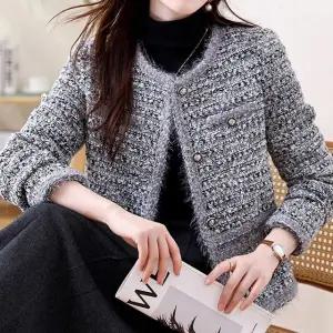 [핑크엘리제]버튼 자켓 슬림핏 출근룩 하객룩 그레니아트위드자켓