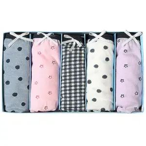 여성용 속옷 면스판 미디 삼각 팬티 다양한 컬러 5매입 5컬러