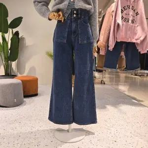 C25L7FDN006_넓은 히든밴딩 스판 와이드데님팬츠