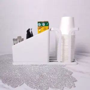 홈카페 스틱커피 빨대 종이컵 디스펜서 화이트 탕비실정리 홀더 보관 꽂이 용품정리