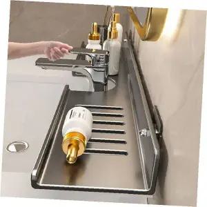 세면대 선반 벽부착 무타공 욕실 수납 일자형 스테인리스 화장품 정리