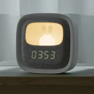 넥스트유 토끼 LED 무드등 무소음 알람시계 수면등 탁상 알람 시계 수유등 터치버튼 자동 밝기 조절 MOOD023CL