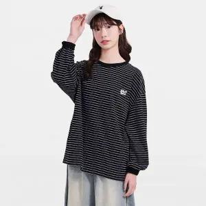 [에꼴리에] 여자 봄신상 오버핏 스트라이프 라운드티(26A0451)