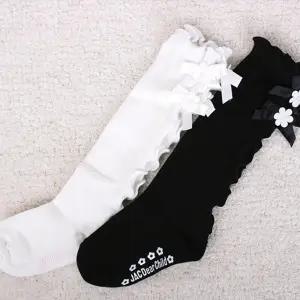 국내생산 웨이브 꽃리본 아기양말 니삭스 반스타킹 (컬러택) K0242 데일리삭스 키즈니삭스