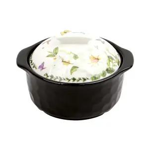 국산 내열 뚝배기(목련) / 손잡이 황토 도자기 미니 전골 내열냄비 계란찜