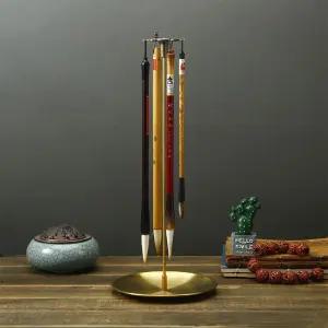 고급 황동 서예 붓걸이 거치대 대용량 회전 브러쉬 홀더