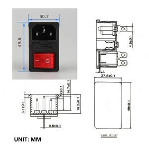 5/20개 AC-01-2 전기 스위치 250V 10A 퓨즈 AC 전원 소켓 패널 마운트 커넥터 로커 (3핀 빨간색 LED 포함)
