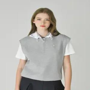 헤지스 골프 여성 25FW [ONLINE EXCLUSIVE]그레이 여성 후디 배색 아노락 집업 베스트 HWTS5C9