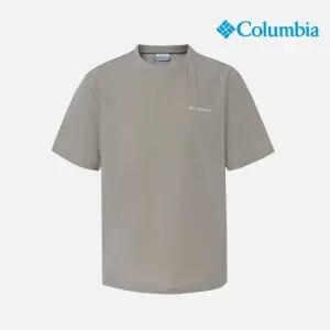 유니 빅로고 우븐 반팔 티셔츠_베이지 C62-YUD604)