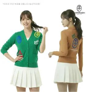 까스텔바작 골프 여성 브이넥 간절기 아트웍 브이넥 단추 니트 가디건 BGDF...