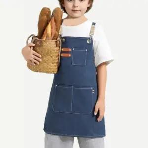 캔버스 데님 앞치마 키즈 어린이집 유치원 초등학생 미술 요리 체험학습
