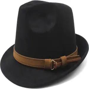 CCAKXCJJ 여성용 펠트 페도라 모자 짧은 챙 파나마 트릴비 벨트 버클 포함