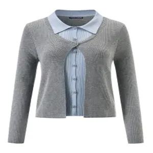 [미니멈에브리데이][미니멈 에브리데이]슬림핏 배색 레이어드 골지 니트 가