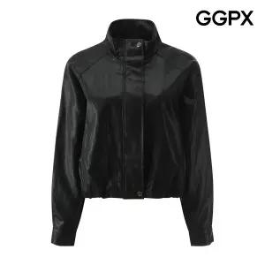 [GGPX] 하이넥 밴딩 페이크 레더 점퍼 (GQ2JP005F)