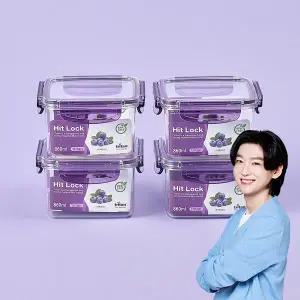 [에코센스] 히트락 올트라이탄 밀폐용기 정사각 860ml, 4개
