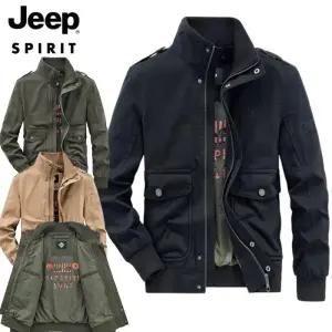 JEEP SPIRIT 봄가을 카고 재킷 남성 워싱 코튼 밀리터리 재킷
