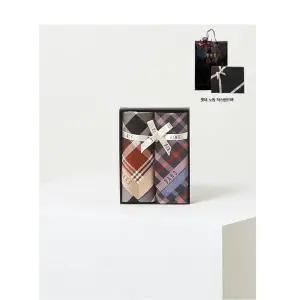 [롯데백화점]닥스 액세서리 NE*선물포장*베이지 체크 면 손수건2종세트 DCHA1F020I2