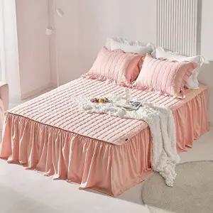 [더자리][Q]사계절 롱프릴 누빔 침대 패드스커트 풀세트