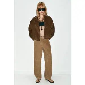 [정품] 자라 자켓 데일리 야상 아웃터 ZARA 페이크 스웨이드 오버사이즈 바이커 재킷 - 브라운