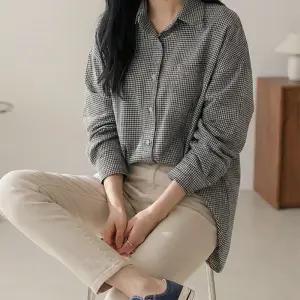 파스텔 체크 엠보 원포켓 루즈핏 셔츠