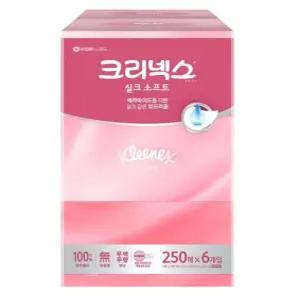 크리넥스 실크소프트 플러스 미용티슈 250매 (6입) [1팩]