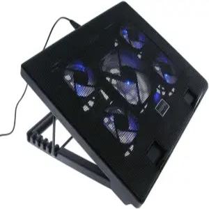 iMBPrice 블랙 노트북 쿨링 패드 12-17인치 컴퓨터 PC 게이밍 팬 5개와 파란색 조용한 팬이 있는 쿨러 높이