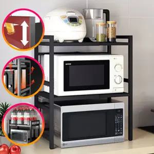 너비조절 높이조절 전자레인지 선반 1단 2단 주방정리 다용도 철제선반 2컬러