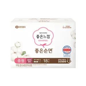좋은느낌 좋은순면 울트라슬림 날개 중형 18개입 1팩 (총18개)