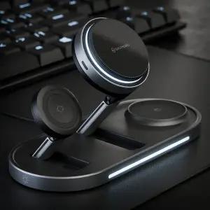 [신지모루] Qi2.2 초고속 3in1 맥세이프 무선 충전기 거치대 M 듀얼폴드 쿨러터보 여행용 접이식