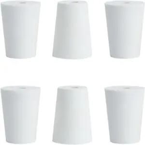 ZYHW 6Pcs 18mm에서 24mm 구멍이 있는 견고한 고무 마개 구멍 플라스크 플러그 및 시험관용 구멍(흰색)