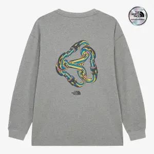 [노스페이스] [노스페이스 공식] NT7TR70A 남성 카라비너 긴팔 티셔츠 MELANGE GREY