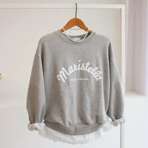 [잇수다] 스텔마 레터링 프린팅 레이스 레이어드 루즈핏 맨투맨