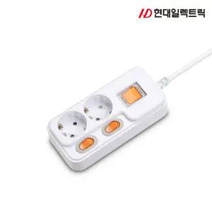 현대 개별+과부하차단 2구 멀티탭 (16A) 멀티 콘센트