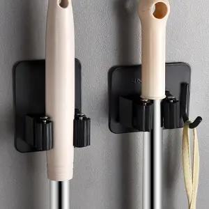 무타공 밀대 걸이 강력 접착 청소도구 정리 홀더 대 걸레 우산 수납 1구 거치대