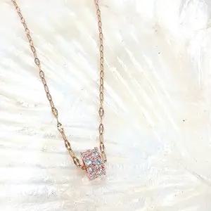 써지컬 투라인 링 큐빅 목걸이 3컬러 티타늄 느낌 데일리 레이어드 여성 선물