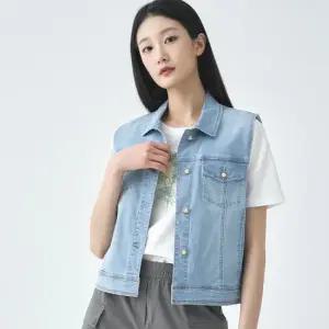 [지센] 여성 카라 데님 베스트 LCVTO323_SB