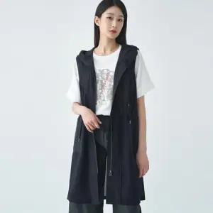 [지센] 여성 메쉬 집업 후드 롱 베스트 LCVTO521_DN