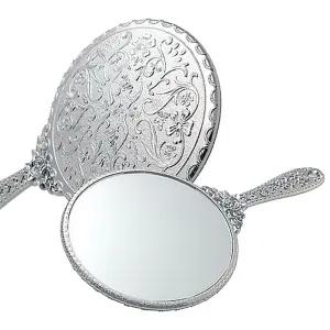원형 엔틱 실버 손거울 대 1P 휴대용 손잡이 공주거울 휴대용손거울