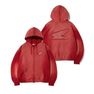 HONDA MOTORCYCLE APPAREL Honda Stud Wing Washing Hoodie Zip-up_Dark Red289535