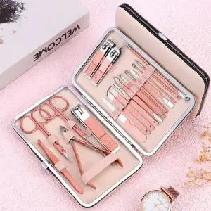 손발톱 관리 도구 18p 케어 세트 네일 케이스 매니큐어 페디큐어 가위 집게 줄