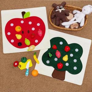 51266441 아기 펠트 보드 놀이 음식 장난감 벽 스티커 과일 채소 주방 게임 소근육 발달 조기 교육