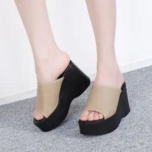 민자 상굽슬리퍼 통굽 키높이슬리퍼 9.5cm 사무실/키높이/슬리퍼/여성/블로퍼/발편한/샌들/푹신한/웨지힐