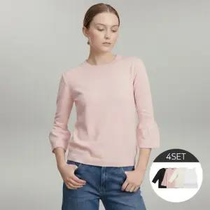 [NUE] 여성 코튼 니트 3종+레이스탑 세트