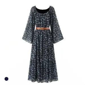 클라셰 블루플라워롱원피스+벨트+스카프3SET_B6S0276