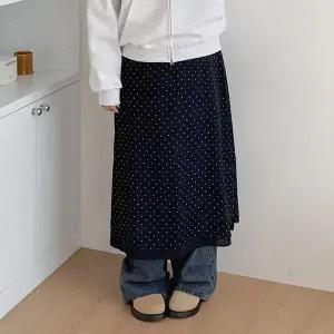 [빅사이즈]이블렛 테르벤 도트 레이어드 플레어 스커트 제이스타일