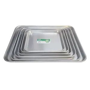알루미늄 직사각 무지쟁반 (5호) 알미늄카페 트레이 다용도 서빙 심플 금속 메탈 네모 장반 업소