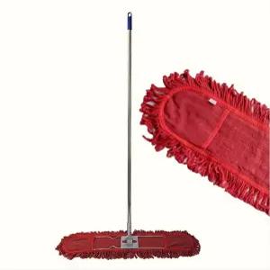 기름걸레 강당걸레 리스킹 세트 적색 90cm 스텐자루 120cm 바닥청소용 밀대