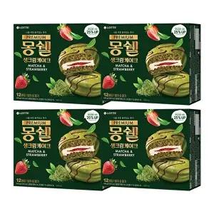 [롯데웰푸드]프리미엄 몽쉘 말차n딸기 444g x4개