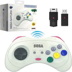 레트로비트 공식 세가 새턴 제네시스 미니 스위치 PS3 PC Mac용 2.4GHz 무선 컨트롤러 - 리시버 2개 및