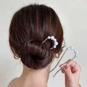 진주비녀 U자 비녀 머리 장식 꽂이 뒤꽂이 올림머리핀 비녀핀 머리비녀
